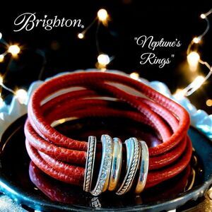 BRIGHTON "Neptune's Rings" Crystal, Silver, And Leather Bracelet